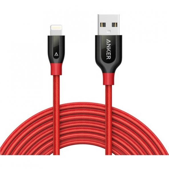 Anker PowerLine+ Lightning Kablo 1.8 Metre iPhone Şarj/Data Kablosu MFI Lisanslı -Kırmızı  - Taşıma Çantalı -  A8122H91 - OFP
