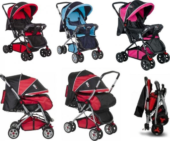 BABY KEEPER ÇİFT YÖNLÜ BEBEK ARABASI PEMBE - 3