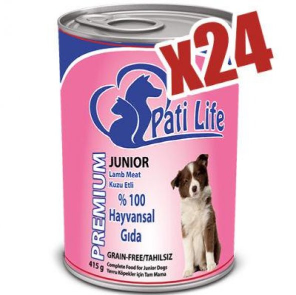 Pati Life Junior Kuzu Etli Konserve Köpek Maması 24 Adet 415 Gr