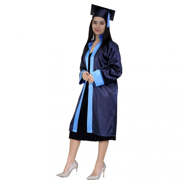 Mezuniyet Kep Cübbe Ortaokul Lacivert Mavi - 3