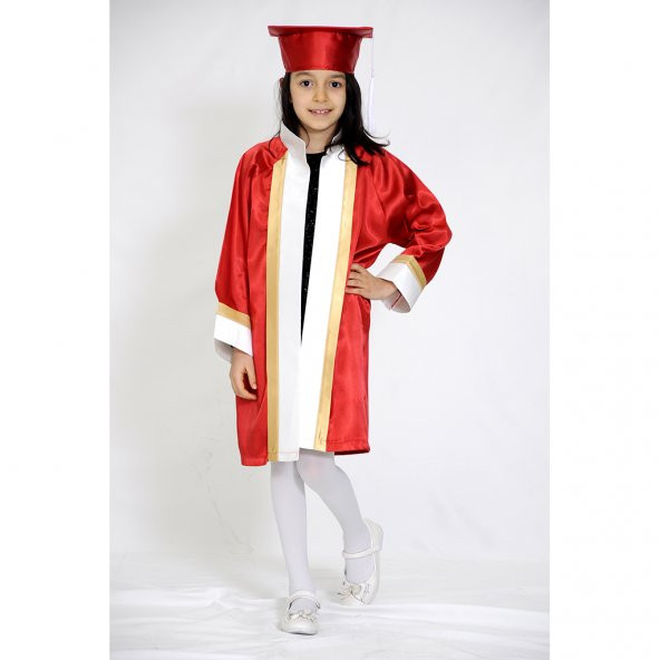 Mezuniyet Kep Cübbe Anaokul Kırmızı Ekru - 3