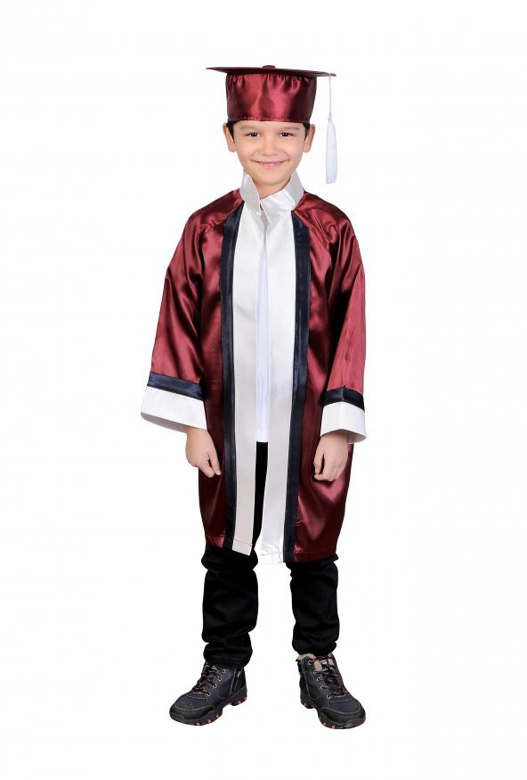 Mezuniyet Kep Cübbe Anaokul Bordo Ekru - 4
