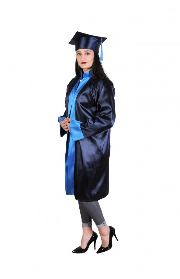 Mezuniyet Kep Cübbe Lise Lacivert Mavi - 3