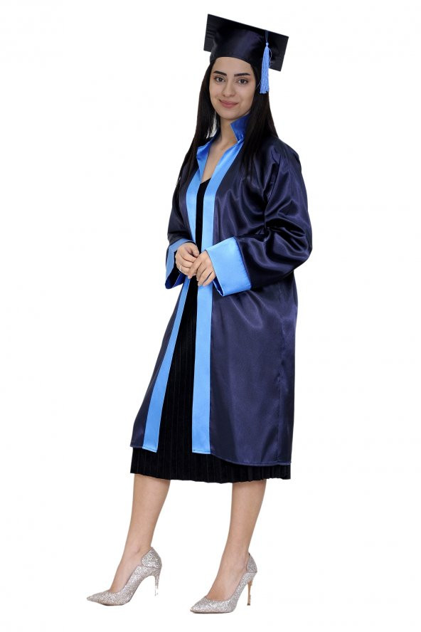 Mezuniyet Kep Cübbe Lise Lacivert Mavi - 4