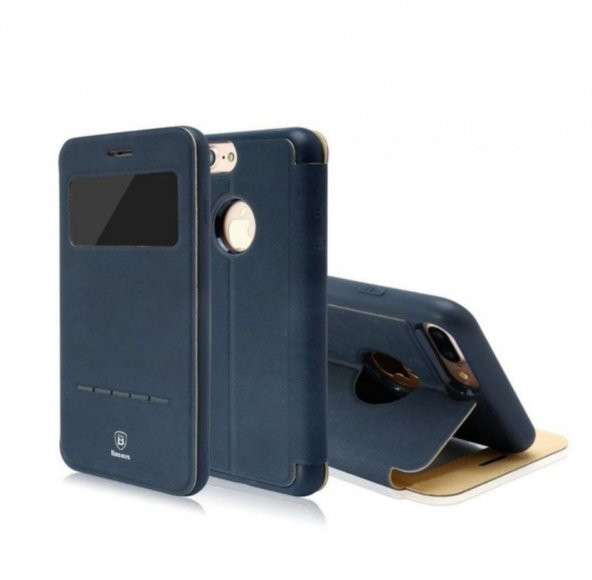 Baseus Simple serisi Deri Kılıf iPhone 7 Plus / 8 Plus Koyu Mavi