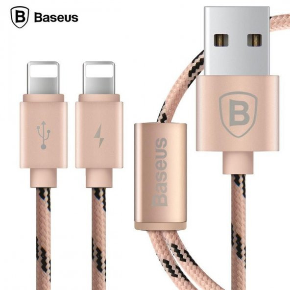 Baseus Portman serisi 2si 1 arada çift-lightning Kablo 1,2M Rose Gold