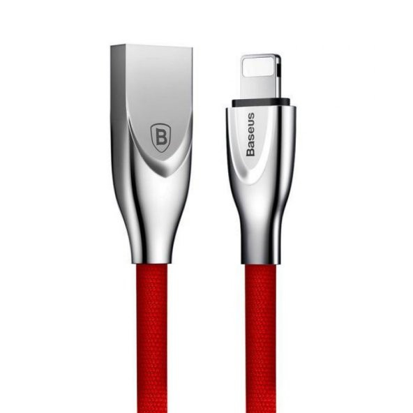 Baseus Zinc Fabric Cloth Weaving Kablo USB  IPhone 2A 1M Kırmızı