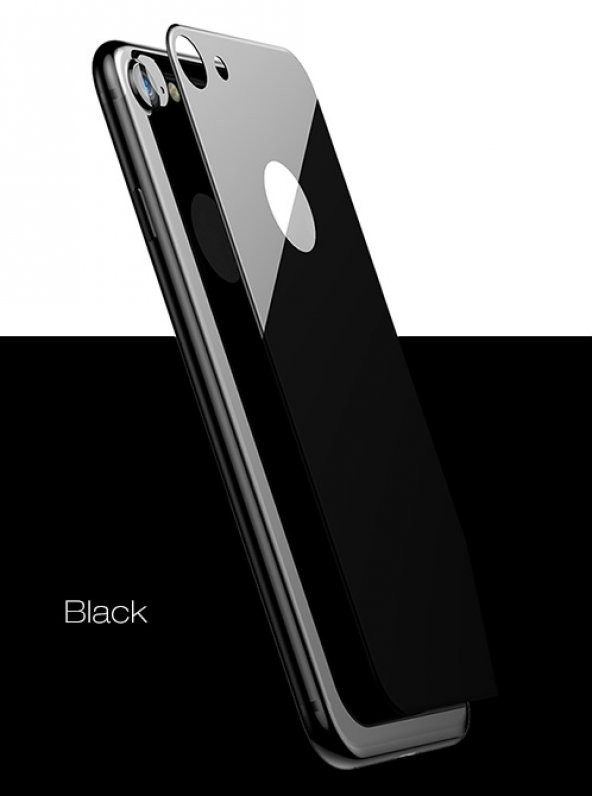 Baseus  iPhone 7/iPhone 8 3D Silk-Screen Arka Koruyucu Cam Siyah