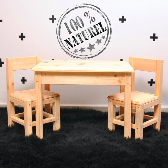 Çocuk Masası Oyun Masa Sandalye Seti Doğal Ahşap Montessori