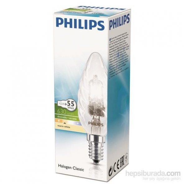 Philips 42W (55W) E14 Bükümlü Mum Ampul