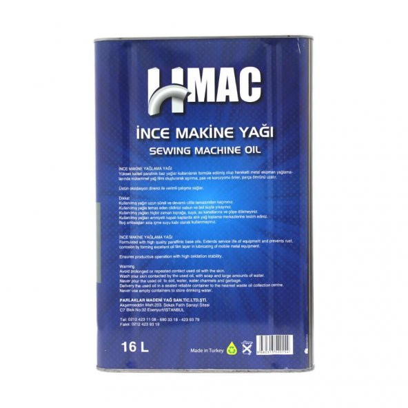 H-Mac İnce Makine Yağı - Dikiş Makinesi Yağı 16 Litre - 3