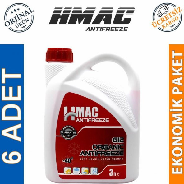 H-Mac Organik Kırmızı Antifriz -40 Derece 3 Lt (6 Adet)