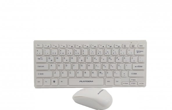 Platoon Pl-395 Beyaz Renk Kaliteli Mini Kablosuz Klavye Mouse Set