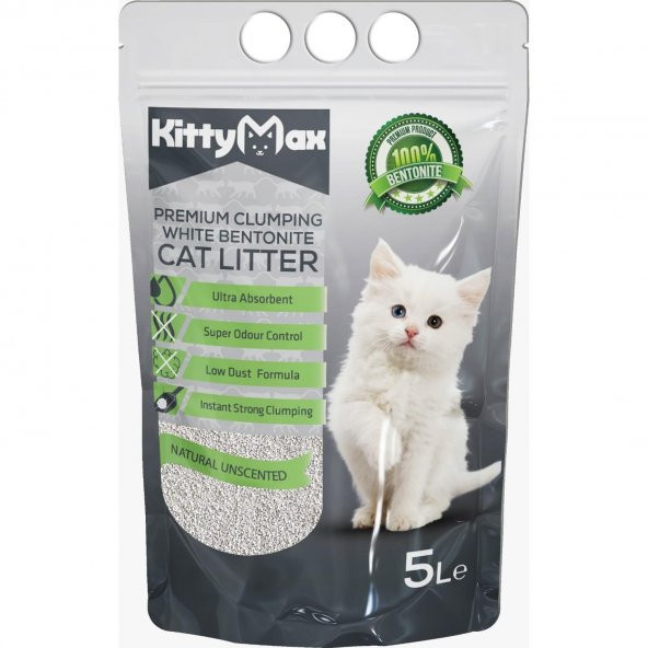 KittyMax 5 Litre Doğal Kokusuz Bentonit Kedi Kumu