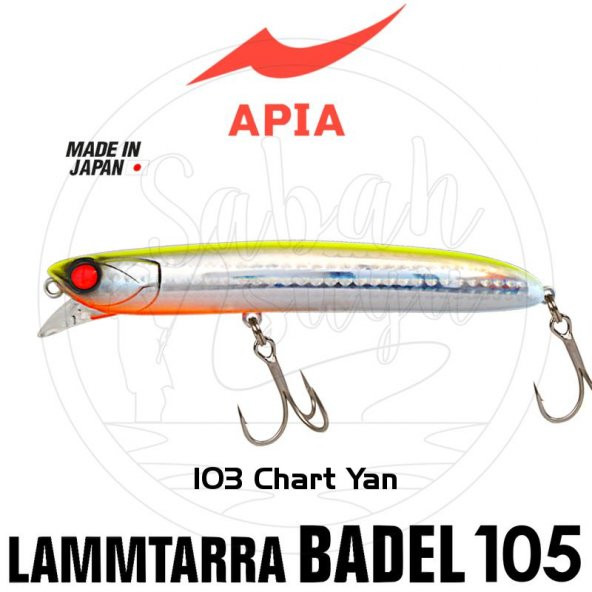 Apia Lammtarra Badel 105 15gr Sahte Balık #103 Chart Yan