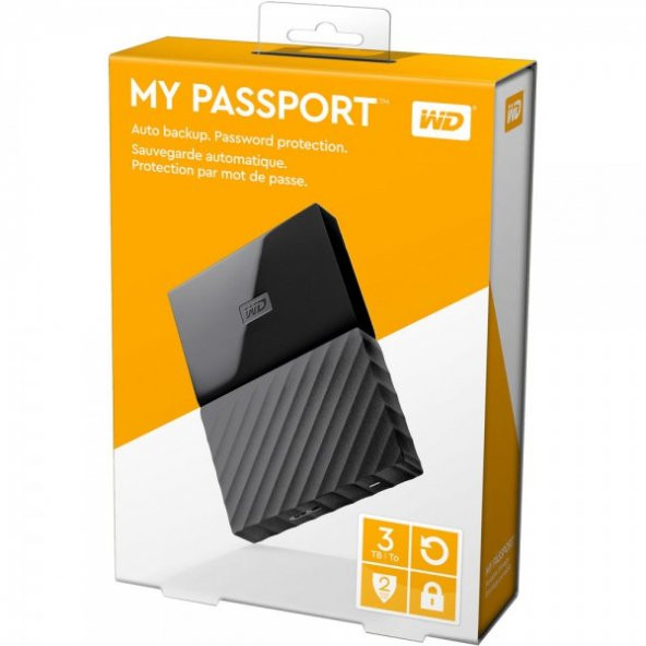 WD My Passport 3TB 2,5" USB 3.0 Siyah Taşınabilir Disk WDBYFT0030BBK