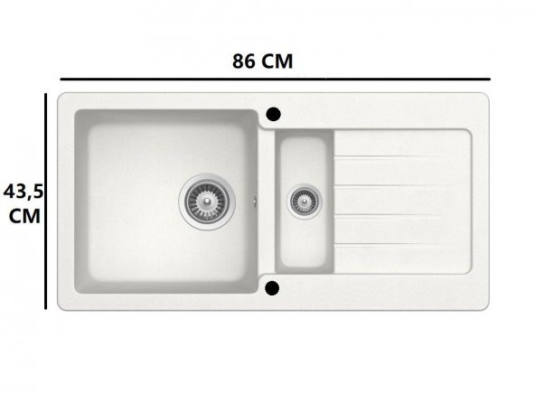 TEKA TE GRANİT BEYAZ EVYE KEA 60 BTG KISA 1,5 GÖZ 86X43,5 ÖLÇÜ