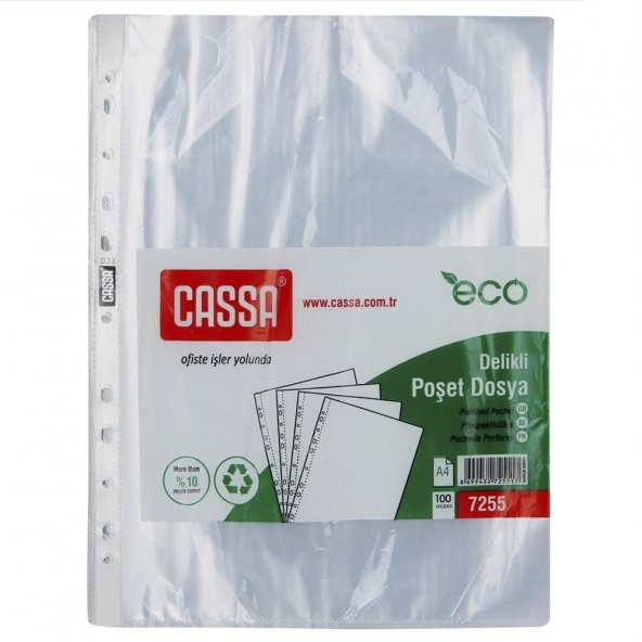 Cassa Poşet Dosya Eco 30 Mikron 100Lü 5 Paket ( 500 Adet )