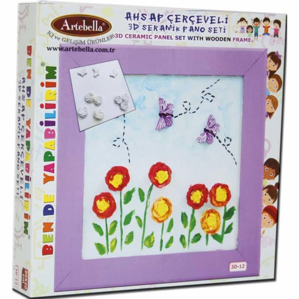12 I Çocuk Ahşap Çerçeveli 3D Seramik Pano Boyama Seti