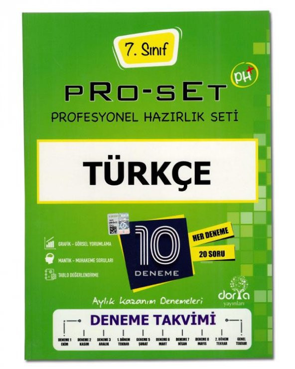 7. Sınıf Türkçe Pro-Set Deneme Sınavı (Dorya Yayınları)