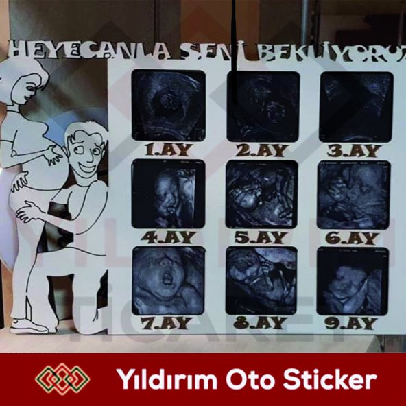 AHŞAP ULTRASON 9 AY BEBEK ÇERÇEVESİ-GEBELİK TAKVİMİ