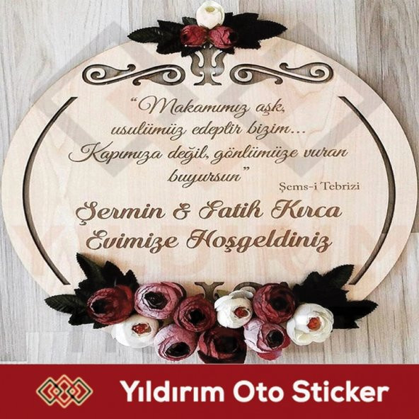 KAPI SÜSÜ KAPI İSİMLİĞİ AHŞAP DEKORATİF İSİMLİK EV DEKORASYONU