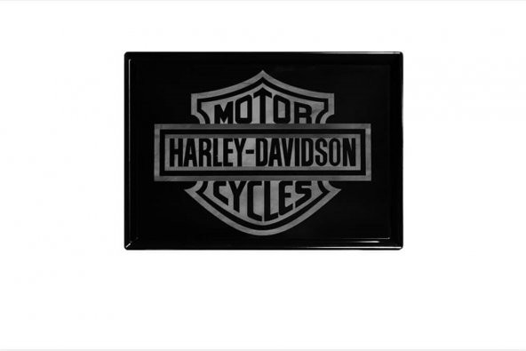Harley Davidson Logolu Orta Boy Siyah Servis Tabağı