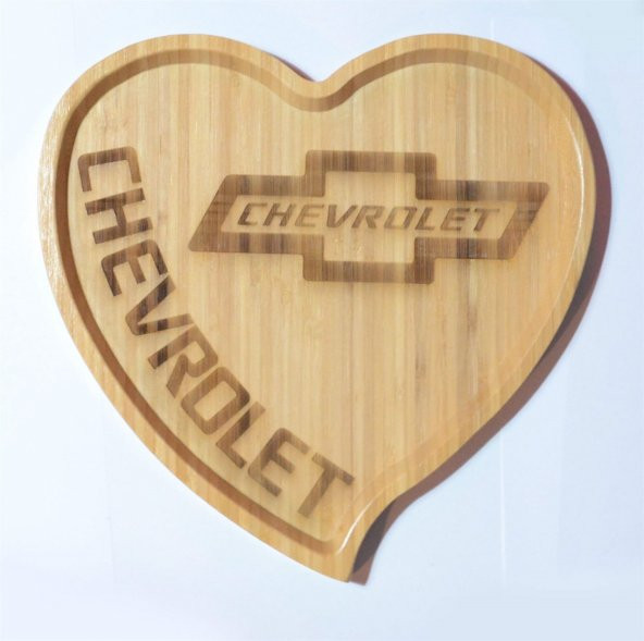 Chevrolet Logolu Kalp Bambu Büyük Tabak