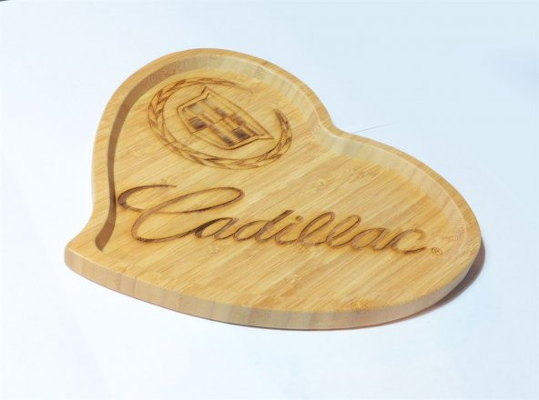 Cadillac Logolu Kalp Bambu Küçük Tabak