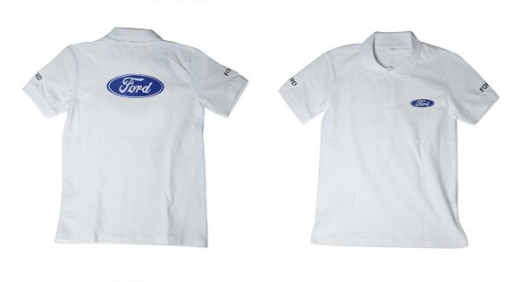 L T-Shirt Ford Logolu Beyaz Polo Yaka