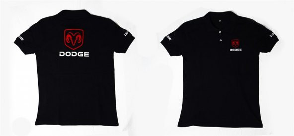 M T-Shirt Dodge Logolu Siyah Polo Yaka