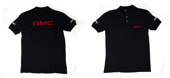 L T-Shirt GMC Logolu Siyah Polo Yaka