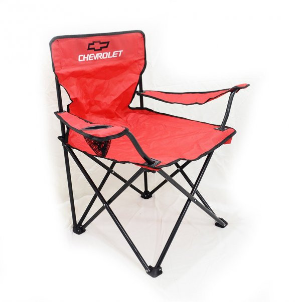 Chevrolet Logolu Kırmızı Kamp Sandalyesi
