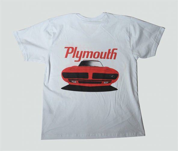 L T-Shirt Sıfır Yaka 1970 Plymouth Road Runner Super Bird Dijital Baskılı Beyaz