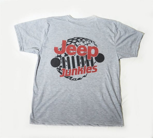 M T-Shirt Sıfır Yaka Jeep Dijital Baskılı Gri