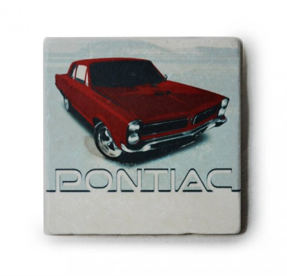 1965 Pontiac GTO Baskılı Doğal Limra Taşı Bardak Altlığı