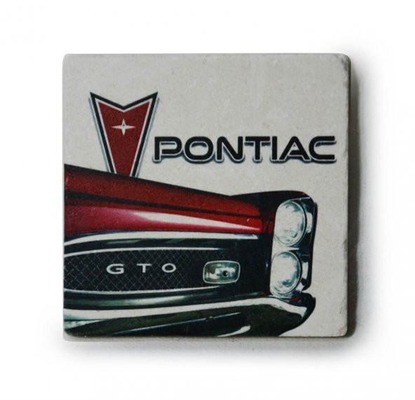 1966 Pontiac GTO Baskılı Doğal Limra Taşı Bardak Altlığı