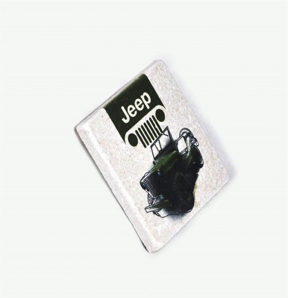 Jeep Logo-Resim Baskılı Doğal Limra Taşı Bardak Altlığı - 2