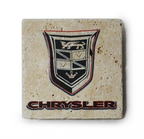 Chrysler Logolu Doğal Traverten Bardak Altlığı