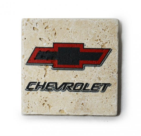 Chevrolet Logolu Doğal Traverten Bardak Altlığı
