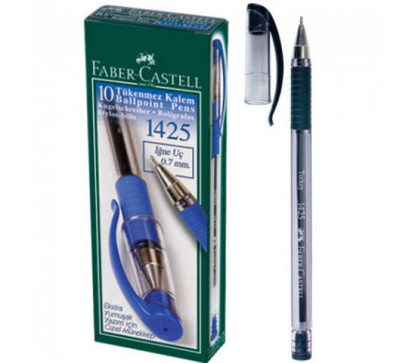 Faber Castell 1425 İğne Uçlu Tükenmez Kalem Mavi 10 lu Paket