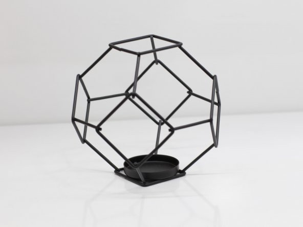 Yeni Dekoratif Ferforje Petek Siyah Renk Küçük Boy Mumluk 10x10cm - Resim 2