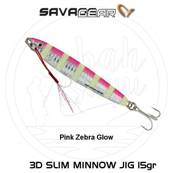 Savage Gear 3D Slim Minnow Jig 15g Pink Zebra Glow