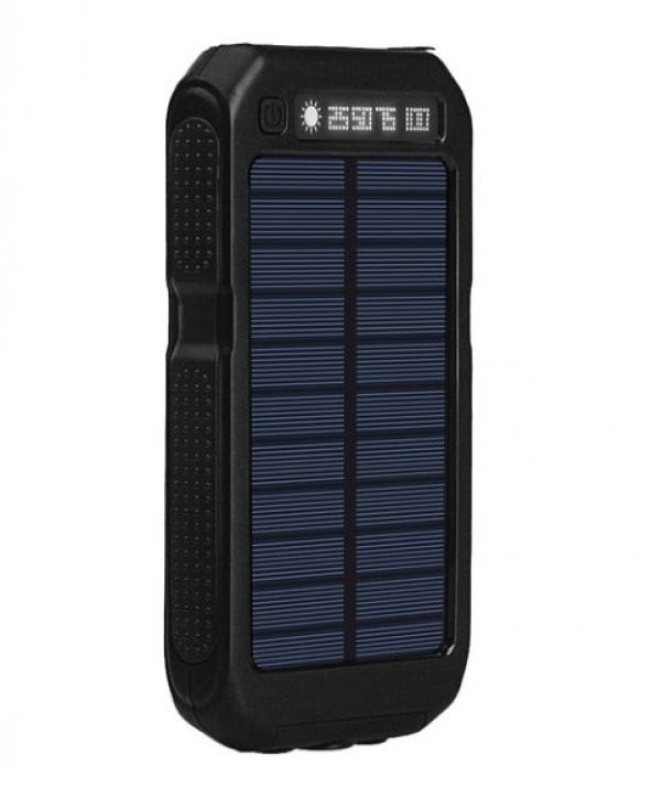 Olix Güneş Enerjili Solar Taşınabilir Şarj Powerbank 10000 Mah Siyah