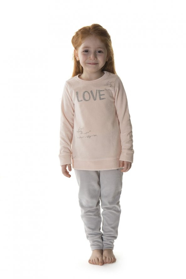 Hays Kids Kız Çocuk Kadife 2li Uzun Pijama Takımı