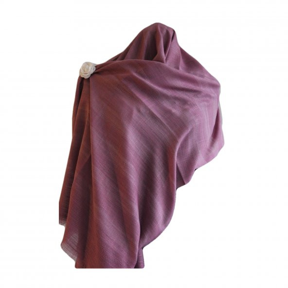 Hasır Desenli Pashmina Şal - Gül Kurusu - 2