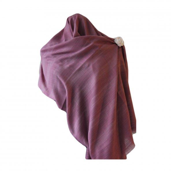 Hasır Desenli Pashmina Şal - Gül Kurusu - 4