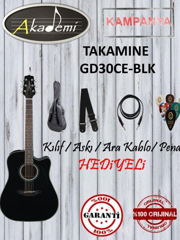 Takamine GD30CE-BLK Elektro Akustik Gitar / Hediyeli