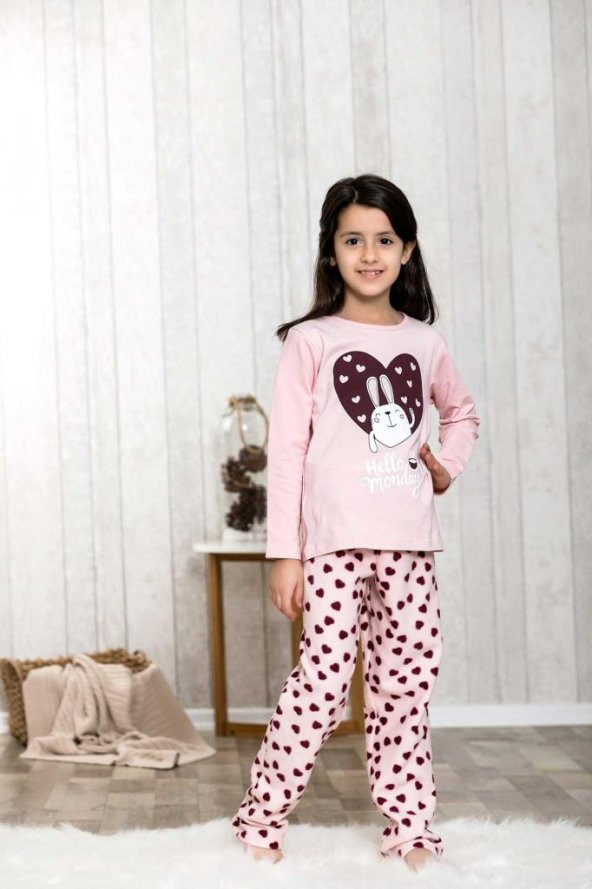 Hello Monday Yazılı 2li Çocuk Pijama Takım LB3040