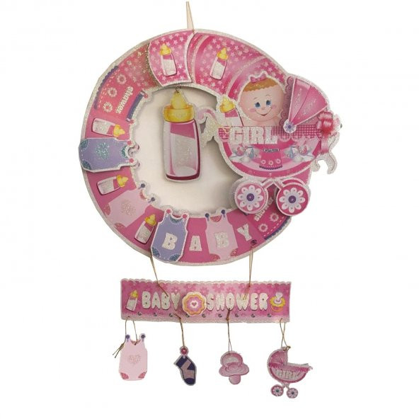 1 Adet Hoşgeldin Bebek Kapı Süs Pembe Kız Doğum Odası Baby Shower